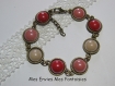 1 kit bracelet connecteur cabochons bronze et demi perles nacrées rouge / rose / beige 