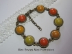 1 kit bracelet connecteur cabochons bronze et demi perles nacrées orange / jaune 