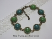 1 kit bracelet connecteur cabochons bronze et demi perles nacrées vert / bleu 