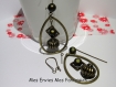 Kit boucle d'oreille kaki rouge et bronze perles magique / cadre à perles carré bronze 