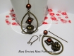 Kit boucle d'oreille goutte marron et bronze perles magique / cadre à perles carré bronze 