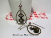 Kit boucle d'oreille goutte violet clair et bronze perles magique / cadre à perles carré bronze 