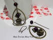 Kit boucle d'oreille goutte violet et bronze perles magique / cadre à perles carré bronze 