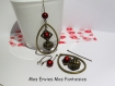 Kit boucle d'oreille goutte rouge et bronze perles magique / cadre à perles carré bronze 