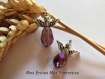 2 breloques / pendentifs ange / fee perles en verre cristal à facette perle goutte, perles ailes en métal argenté violet 