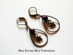 1 kit boucle d'oreille goutte bronze perles magique violet foncé et breloque étoile 