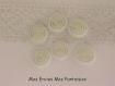 6 perles en verre millefiori ronde plate pastille 12 x 5mm blanc 