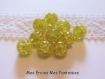 10 perles en verre craquelées ronde 10mm couleur jaune 