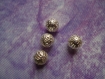 Perles intercalaires boule filigrane argentée en lot de 10 