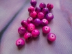 Perles en verre teinté mauve/rose et zébré de noir en lot de 10 