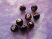 Perles brunes tachetées de blanc en verre 10 mm par lot de 4 