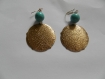 Boucles d'oreilles cercle en laiton doré et perle ronde turquoise 