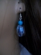 Bracelet + boucle d'oreille en verre bleu