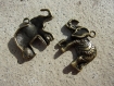 Lot 3 pendentifs breloque elephant bronze 28x20mm 