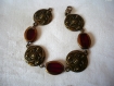 Bracelet souple art déco métal bronze et perles de bohème 