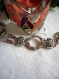 Bracelet vintage métal argenté strass et perles cloisonnées 