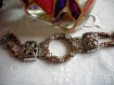 Bracelet vintage métal argenté strass et perles cloisonnées 