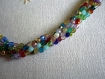 Collier ras du cou multicolore perles de cristal 