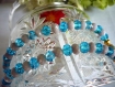 Bracelet double rangs cristal et fermoir turquoise 