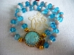 Bracelet double rangs cristal et fermoir turquoise 