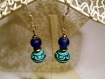 Boucles d'oreille bleues avec perle style inca 