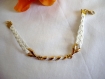 Bracelet blanc et or en simili cuir 