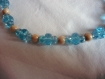 Collier bleu mi-long perles cristal 