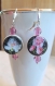 Boucles d'oreilles - perles porcelaine pivoines roses