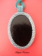 Verre dichroique - pendentif tour de cou cabochon ovale entièrement serti de perles de rocailles.