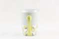 Tasse / mug 30 cl en porcelaine peint à la main couleurs blanc gris vert 