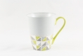 Tasse / mug 30 cl en porcelaine peint à la main couleurs blanc gris vert 