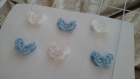 Lot de 6 appliques papillons blanc et bleu au crochet 