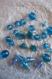 Assortiment perles en plastique coloris bleu 