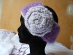 "charlotte " turban au crochet violet et gris 