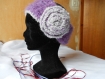 "charlotte " turban au crochet violet et gris 