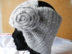 "fédora" turban au crochet gris et argent 