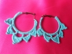"margerita" anneaux d'oreilles turquoise au crochet 