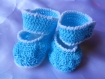 "le coin des bébés"chaussons au crochet turquoise et blanc 