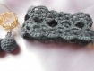 Duo bracelet et boucles d'oreille au crochet gris foncé 