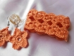 Duo bracelet et boucles d'oreille au crochet orange doux 