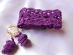 Duo bracelet et boucles d'oreille au crochet violet foncé 