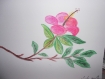 Aquarelle hibiscus rose style " peinture chinoise " 