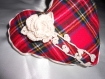 Coussin écossais porte aiguille ou déco avec bordure satin
