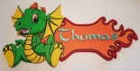 Plaque de porte en bois personnalisée dragon 