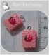 2 breloques biscuit cake gateau rose fraise pendentif 3d avec anneau *b475 