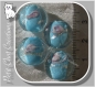 4 perles verre bleu ciel azur galets pastilles verre souffle lampwork 14x8mm*l257 