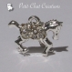 1 charm cheval perle en 3d metal argente strass breloque sur mousqueton *v484 