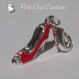 1 charm chaussure de soiree a talon rouge breloque mousqueton metal argente*v542 