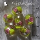 6 perles rondes jaunes roses feuille arg verre souffle lampwork 12mm *l282 