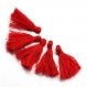 Lot 10 pompons rouges 30mm x 5mm coton rouge décoration bracelet rideaux vêtement *p66 